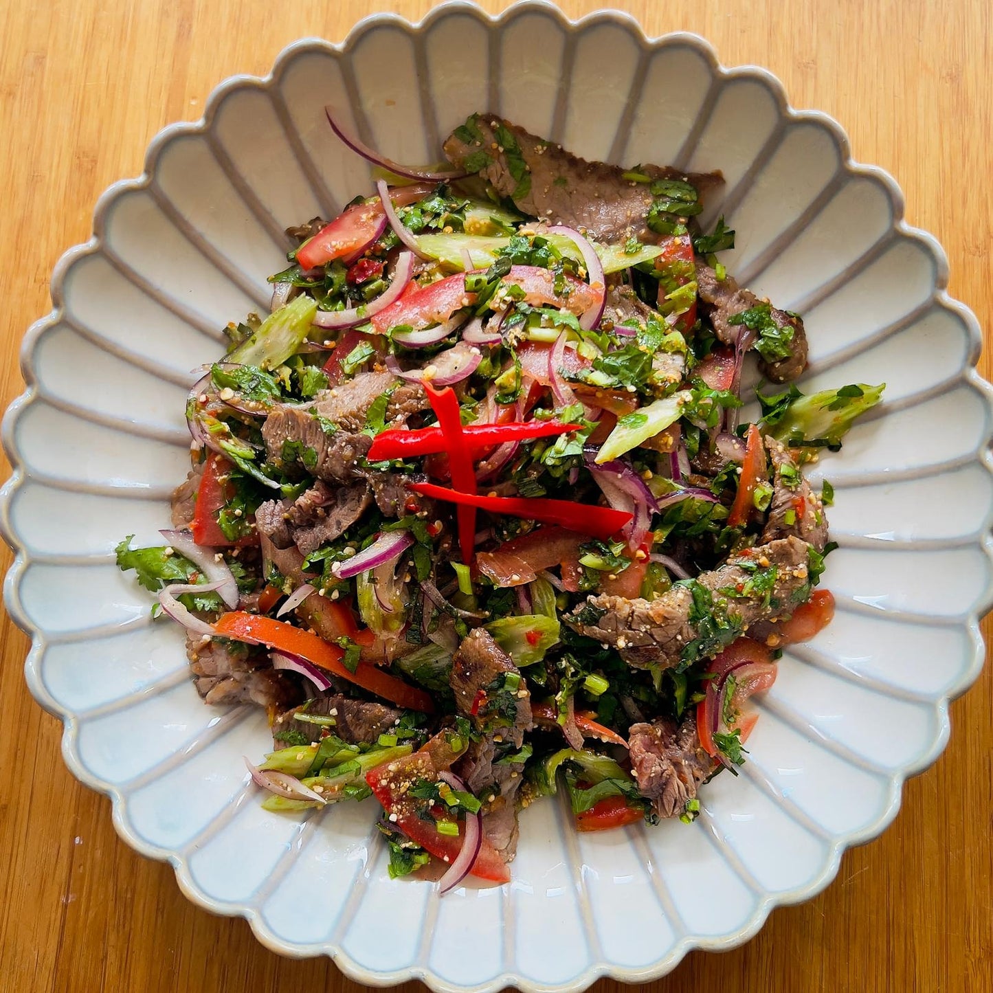 Pikante rundsvleessalade